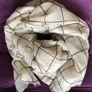 Rachel Pally Summer Scarf Cream & Black Grid NEW